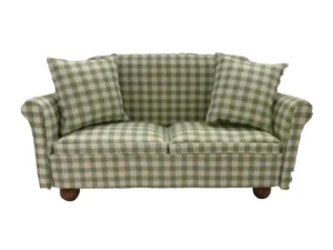 Dolls House Sofa Green and White Lounge Furniture Miniature 1:12th Scale (B)