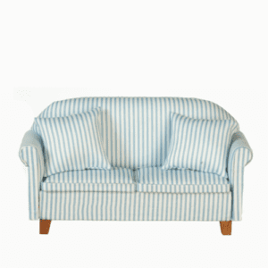 Dolls House Sofa Blue and White Stripe Lounge Furniture Miniature 1:12th Scale