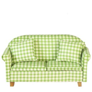 Dolls House Sofa Modern Green and White Lounge Furniture Miniature 1:12th Scale