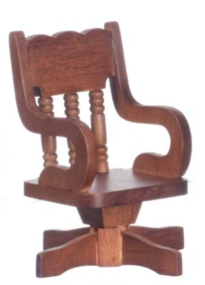 Dolls House Swivel Desk Chair Walnut Colour Study Furniture Miniature 1:12th Scale