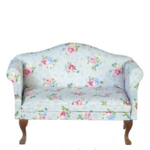 Dolls House Sofa Grey Floral Pattern Queen Ann Lounge Furniture Miniature 1:12th Scale