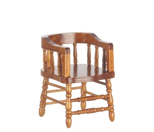 Dolls House Firehouse Chair Walnut Colour Study Furniture Miniature 1:12th Scale