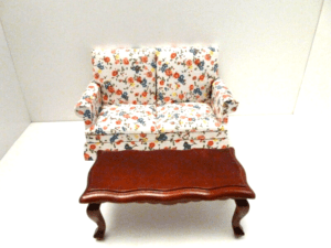 Dolls House Sofa and Table Set Floral Pattern Lounge Furniture Miniature 1:12th Scale