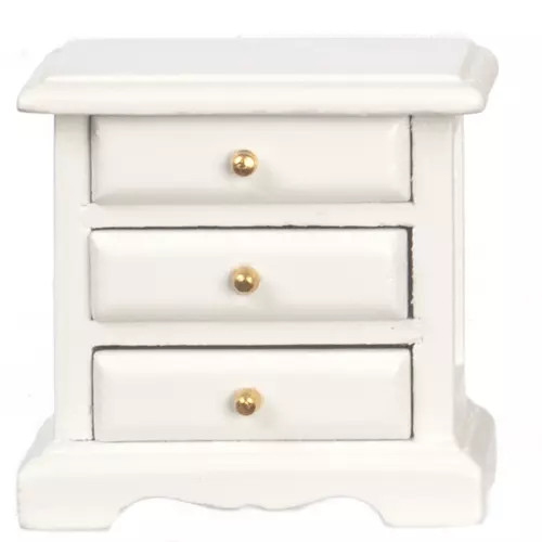Dolls House White Bedside Drawers Bedroom Furniture Miniature 1:12th Scale