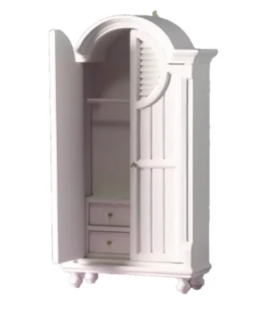 Dolls House White Wardrobe Bedroom Furniture Miniature 1:12th Scale