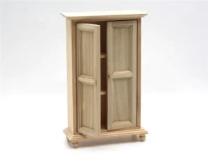Dolls House Wardrobe or Cupboard Bare Wood Bedroom Furniture Miniature 1:12th Scale