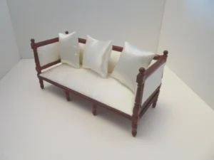Dolls House Sofa Louis XVI Mahogany Colour Lounge Furniture Miniature 1:12th Scale