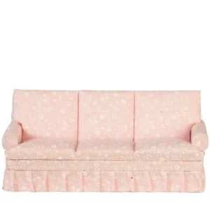 Dolls House Sofa 3 Seat Pink Floral Lounge Furniture Miniature 1:12th Scale