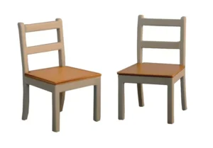 Dolls House Chairs x 2 Wooden Grey and Pine Colour Miniature 1:12th Scale