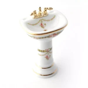 Dolls House Bathroom Reutter Porcelain Sink Victorian Rose Pattern Miniature 1:12th Scale
