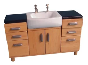 Dolls House Bathroom Pine Sink Unit Modern Furniture Miniature 1:12th Scale