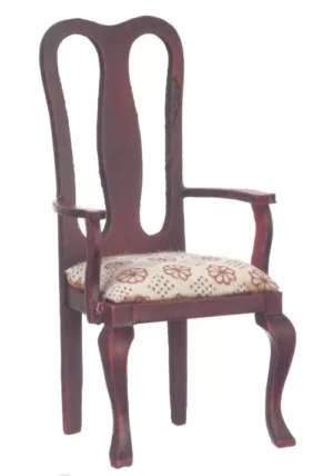 Dolls House Side Chair Patterned Seat Dining Furniture Miniature 1:12th Scale (Q)