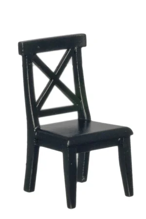 Dolls House Black Modern Kitchen Chair Wooden Furniture Miniature 1:12th Scale