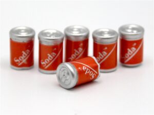 Dolls House Drink 6 x Small Red Soda Cans Kitchen Shop Miniature 1:12th Scale