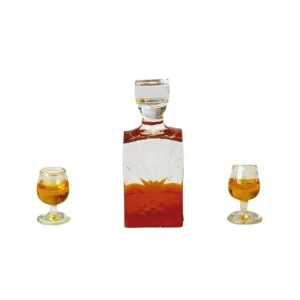 Dolls House Decanter and 2 Small Glasses Dining Miniature 1:12th Scale