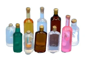 Dolls House Drink 10 Mix Plain Bottles Kitchen Miniature 1:12th Scale (W)