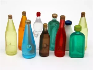 Dolls House Bottles Plain Mixed x 10 Kitchen Accessory Miniature 1:12th Scale (W)