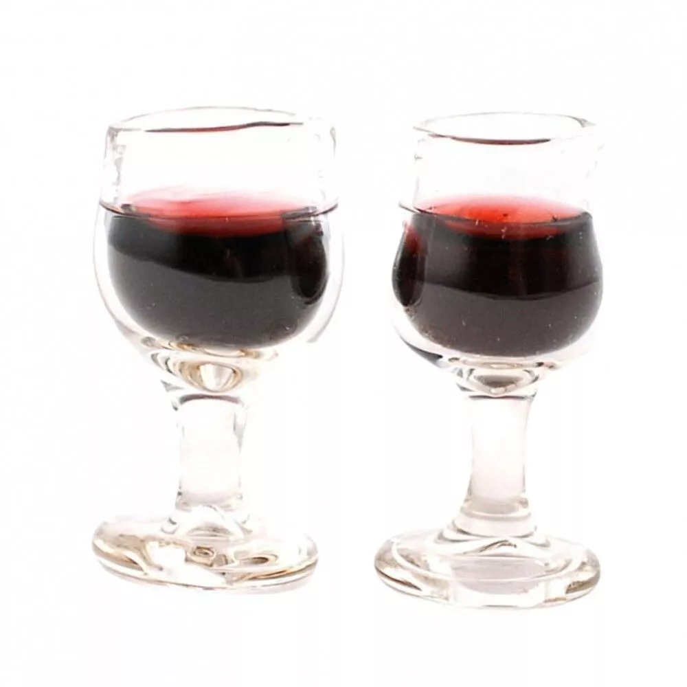 Dolls House Drink Large 2 Glass of Red Wine Dining Miniature 1:12th Scale