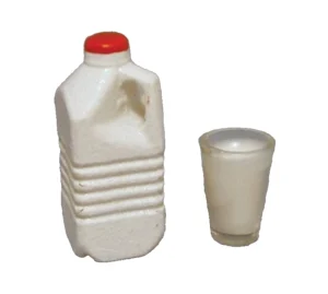 Dolls House Drink Milk Carton and Plastic Glass Kitchen Miniature1:12th Scale (SA)