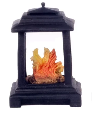 Dolls House Fireplace Black Resin Modern Outdoor Heating Miniature 1:12th Scale