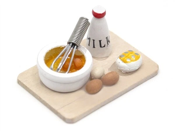 Dolls House Food Whisking Eggs fixed on Board Miniature 1:12th Scale