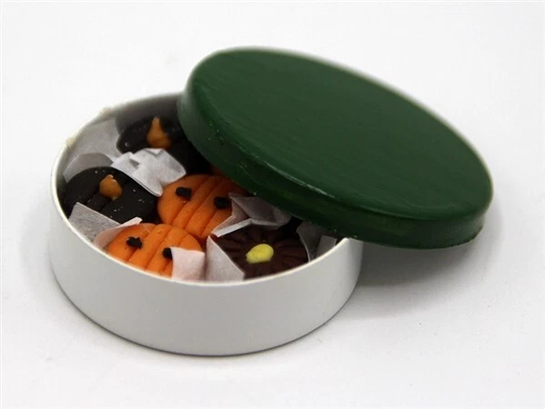 Dolls House Food Cookies in a Biscuit Tin Kitchen Shop Miniature 1:12th Scale