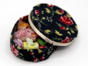 Dolls House Iced Biscuits in Fabric Box Kitchen Shop Food Miniature 1:12th Scale