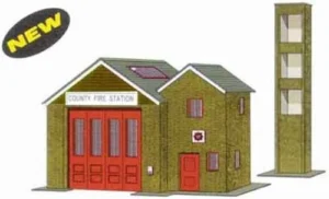 Superquick B36 Country Fire Station Model Railway OO Gauge Die Cut Card Kit